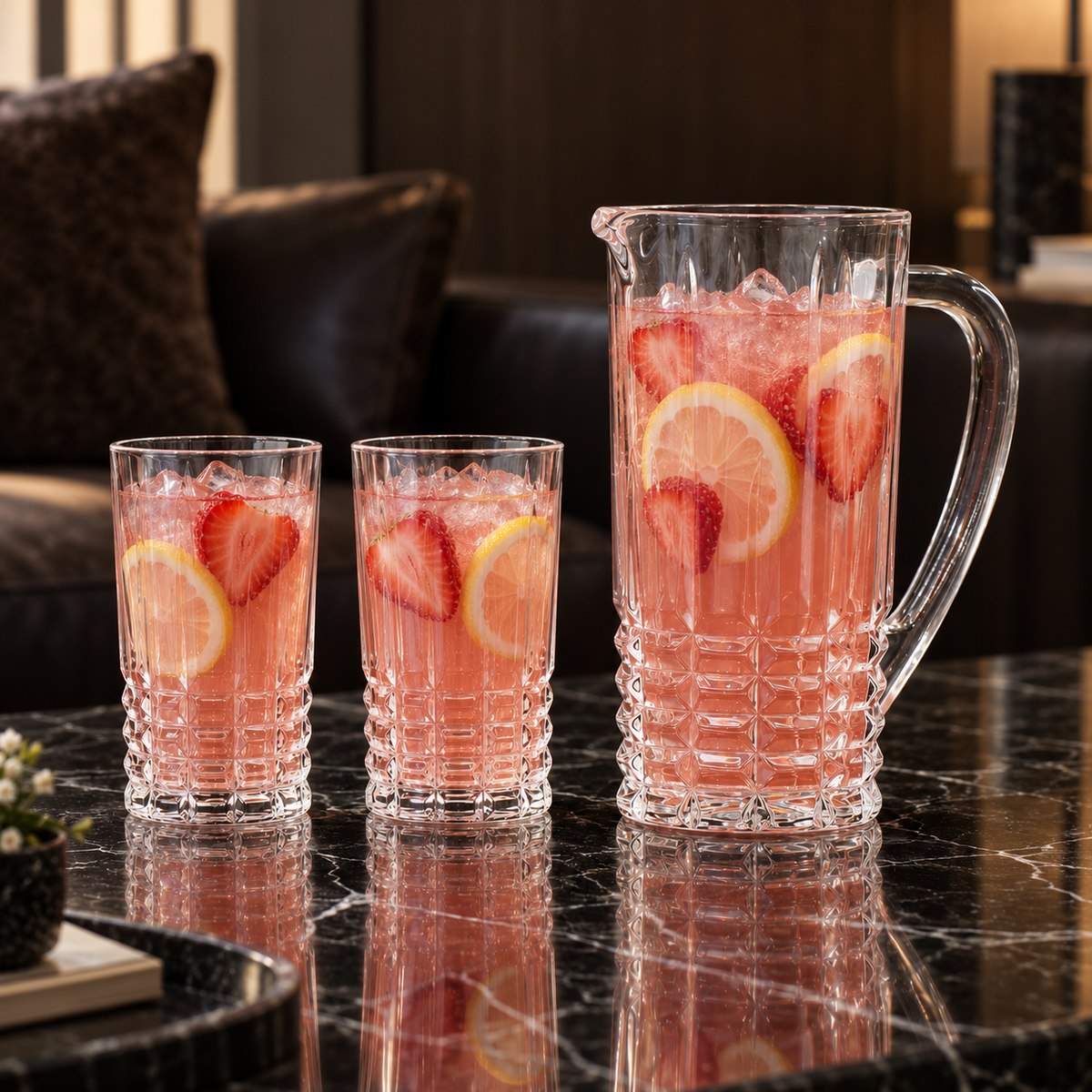 J-808 jug set with strawberry lemonade