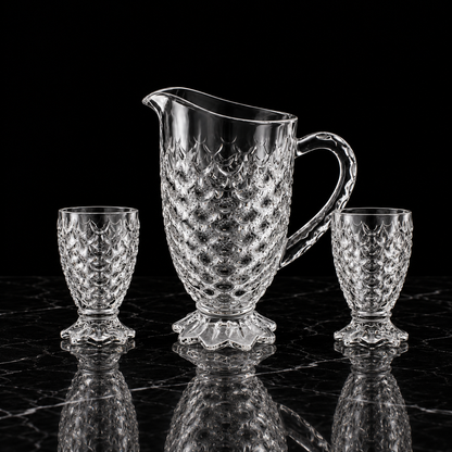 J-811 jug and tumblers on black marble