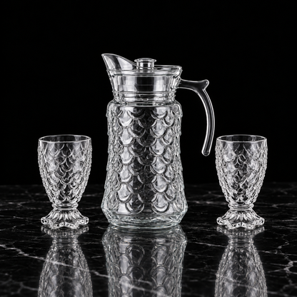 J-816 jug and tumblers on black marble