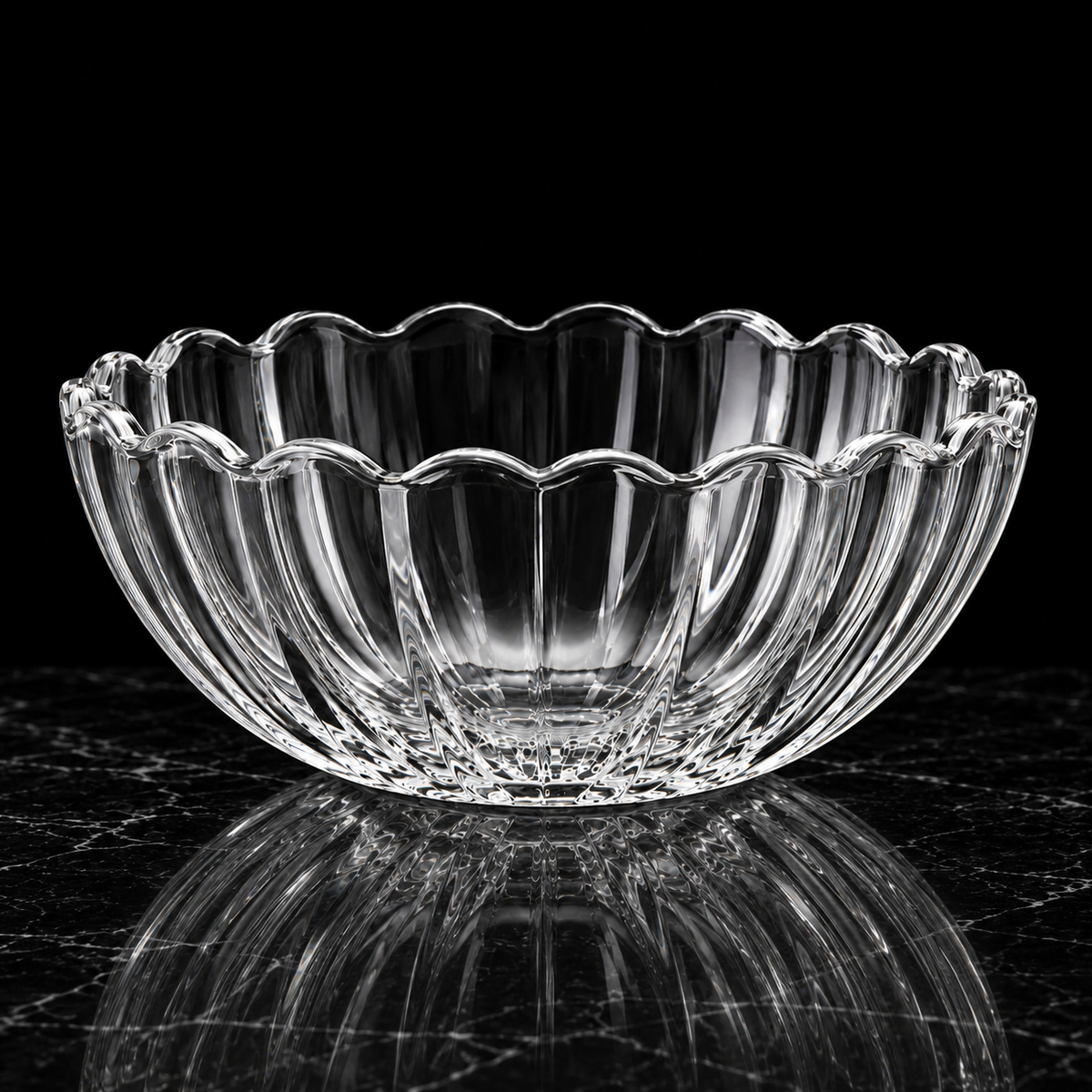 Crystal Serving Bowl on black marble