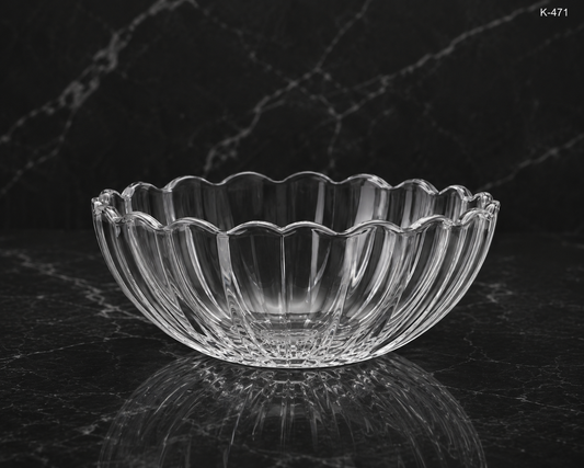 K-471 crystal serving bowl on dark marble with reflection