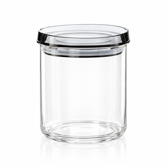 Glass storage canister with lid