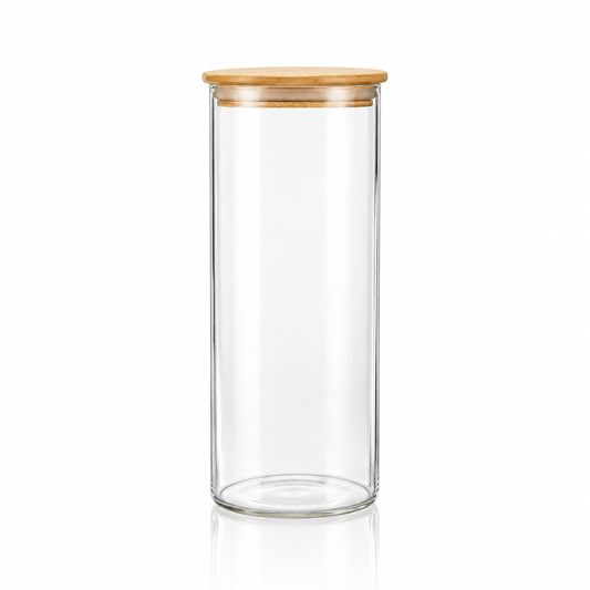K-105 Glass Food Storage Container 1800 ml with bamboo lid on white