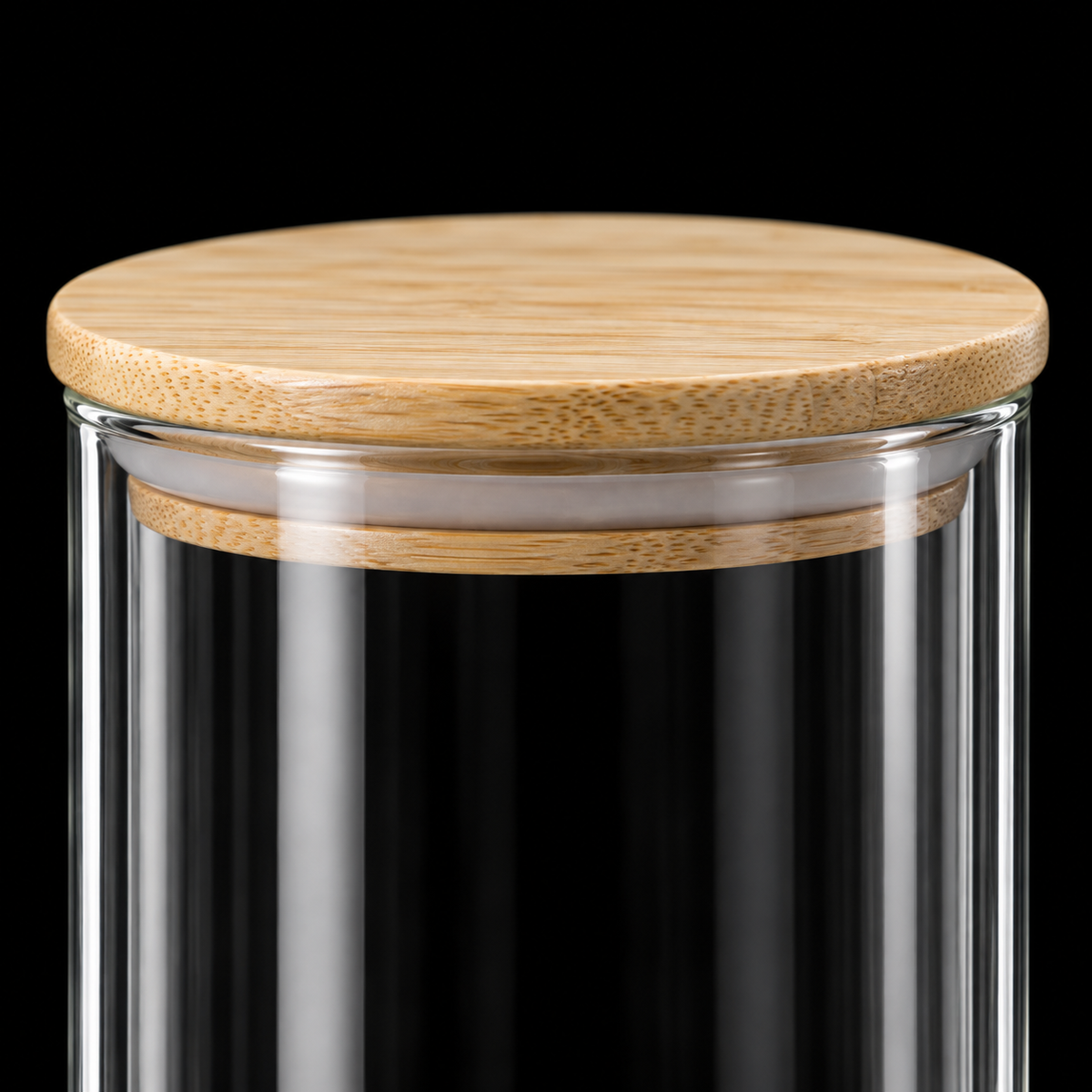 K-105 Glass Food Storage Container close-up of bamboo lid
