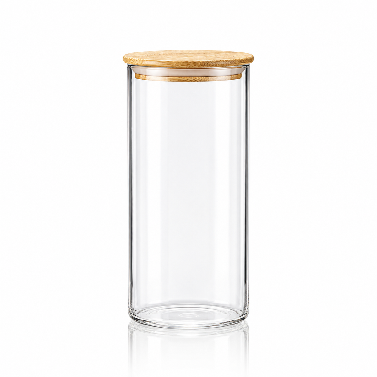 K-106 Glass Food Storage Container 1500 ml with bamboo lid on white
