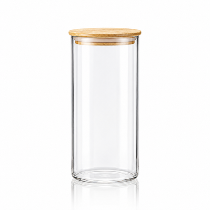 K-106 Glass Food Storage Container 1500 ml with bamboo lid on white