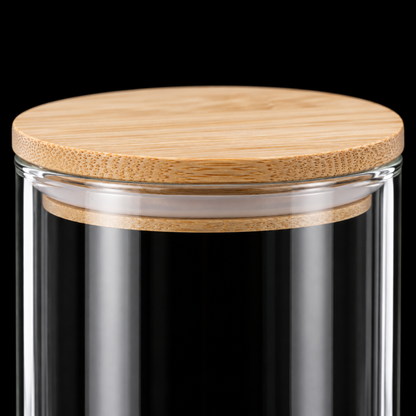 K-107 Glass Food Storage Container close-up of bamboo lid
