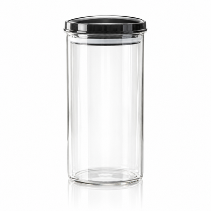 K-108 Glass Food Storage Container 900 ml with grey lid on white