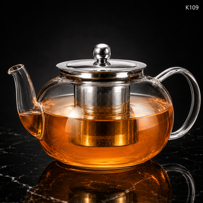 K109 glass teapot dark closeup image
