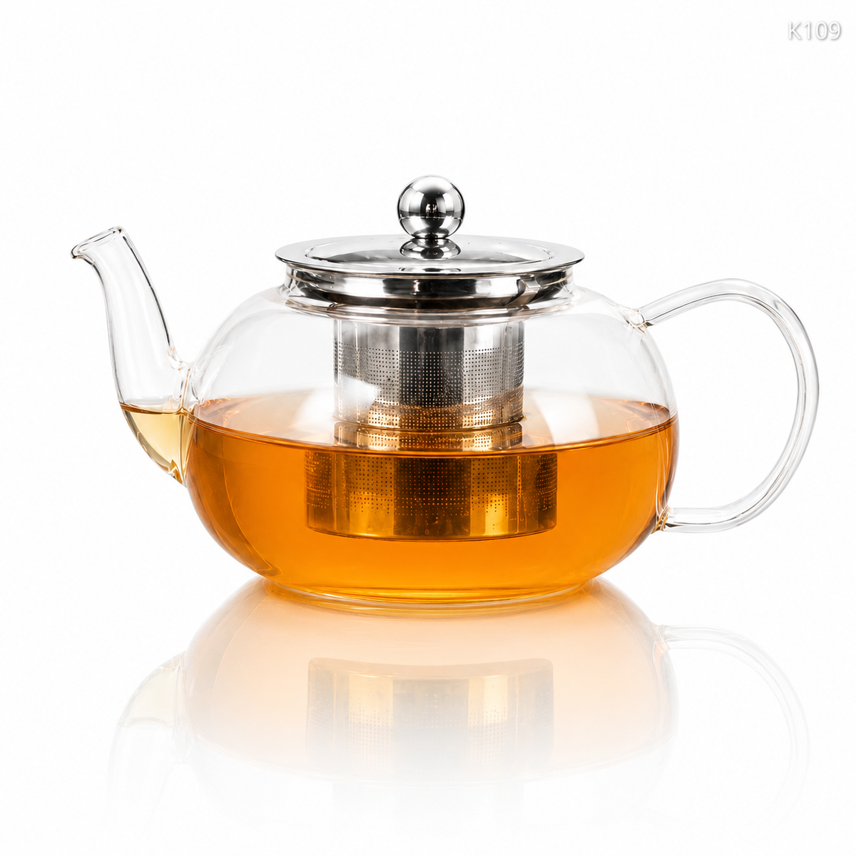K109 glass teapot white background ecommerce image