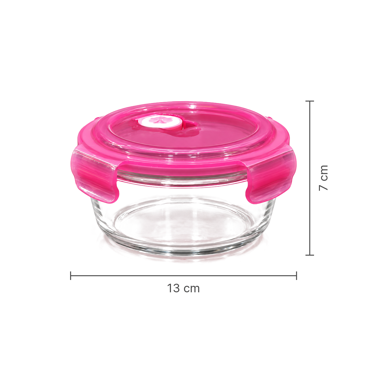 K-110 Round Glass Food Container dimensions 13 x 7 cm