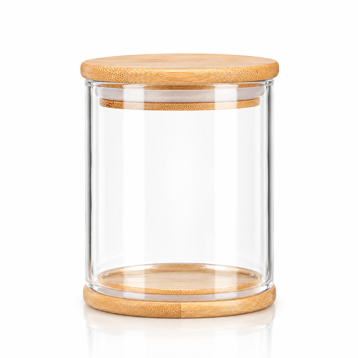 K-111 Glass Food Storage Container 685 ml with bamboo lid on white