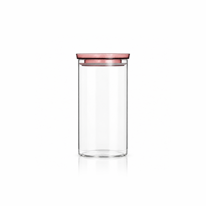 K-112 Glass Food Storage Container 1500 ml with rose lid on white