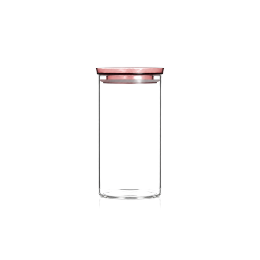 K-112 Glass Food Storage Container 1500 ml with rose lid on white