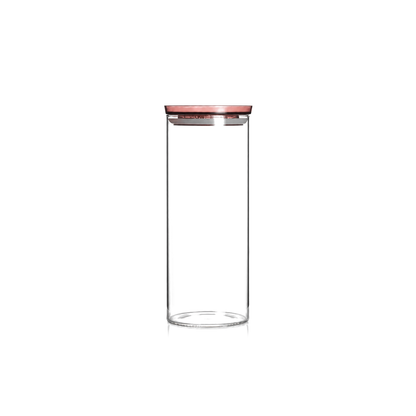 K-113 Glass Food Storage Container 1400 ml with rose lid on white