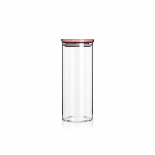 K-113 Glass Food Storage Container 1400 ml with rose lid on white