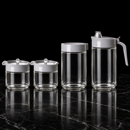 K-117 Glass Kitchen Storage Set on black marble