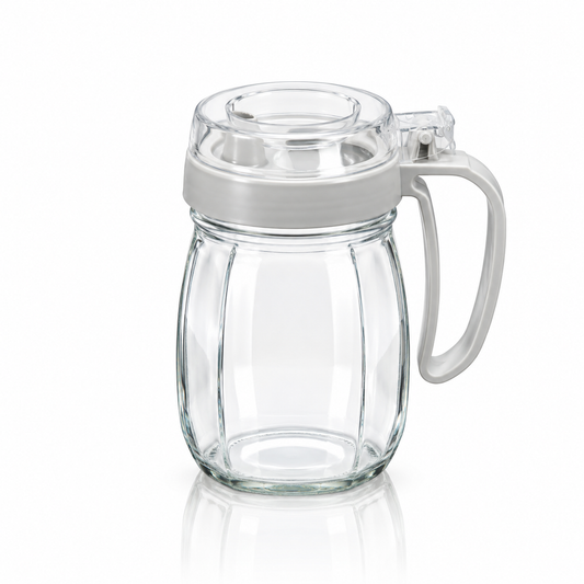 K-120 Glass Jar Set of 3 with flip lids and handles on white