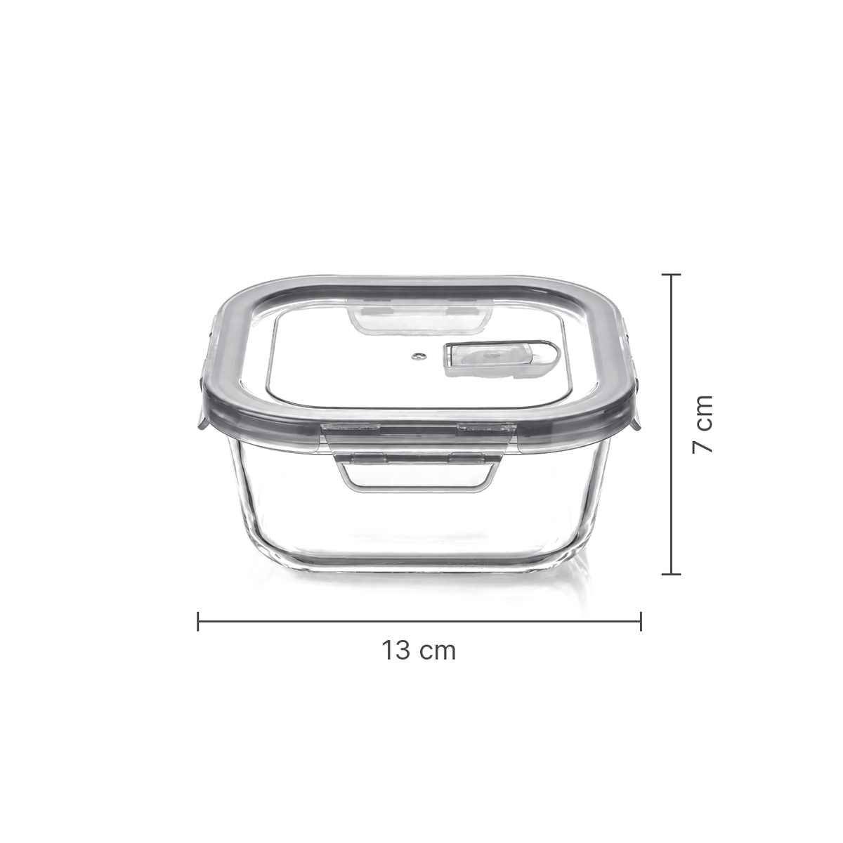 K-129 Square Glass Food Container dimensions 13 x 7 cm