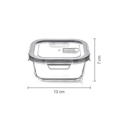 K-129 Square Glass Food Container dimensions 13 x 7 cm