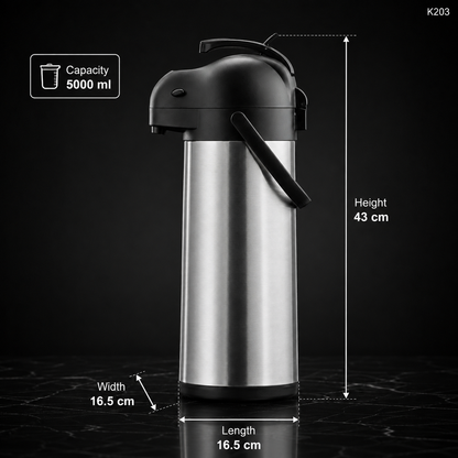 K203 thermal coffee carafe dimensions infographic