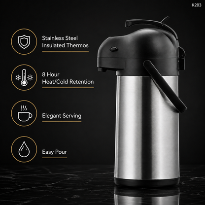 K203 thermal coffee carafe feature infographic