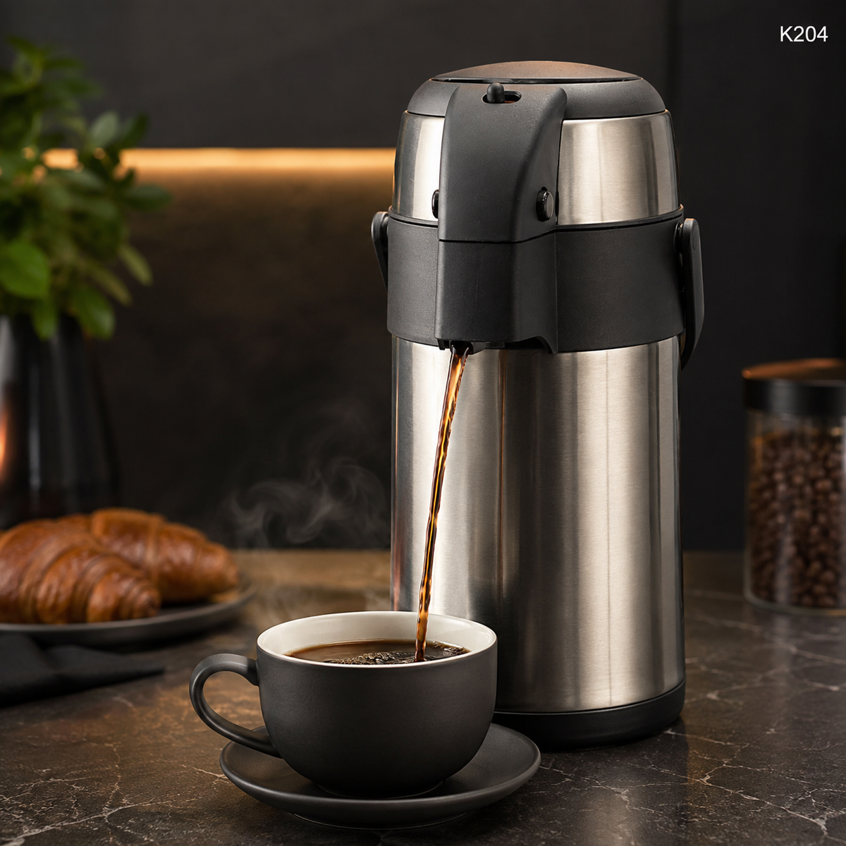 K204 thermal coffee carafe serving coffee image