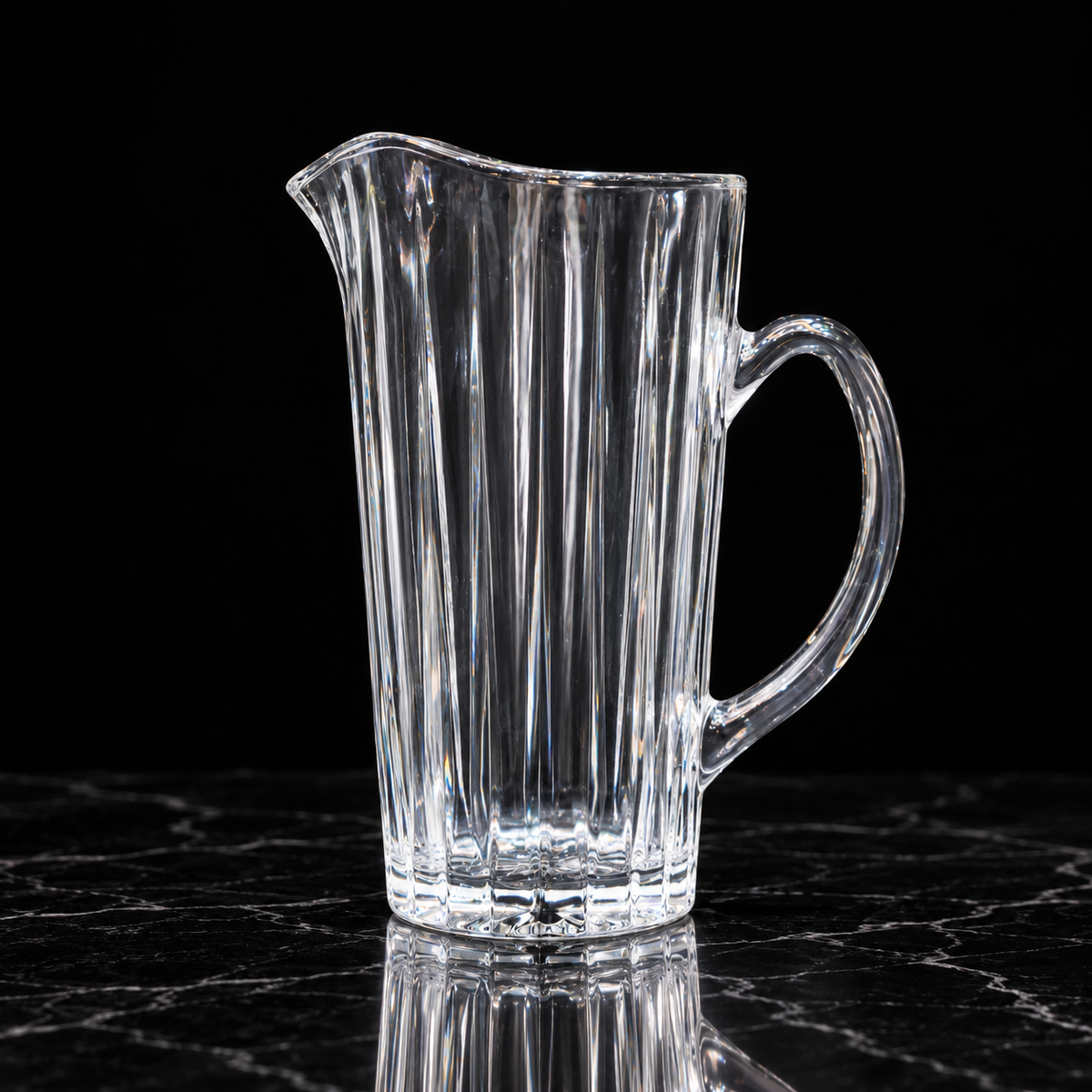 Fluted Glass Jug on black marble