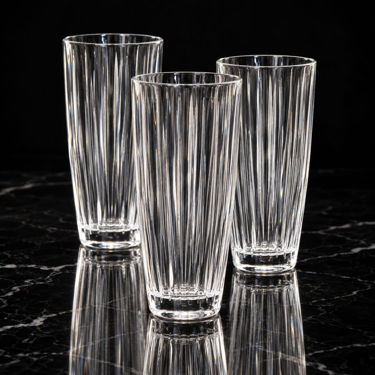 Crystal Flower Vase on black marble