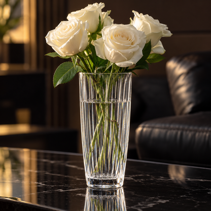 Crystal Flower Vase in a living room