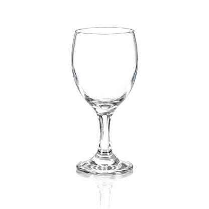 Set of 6 clear wine goblets 230 ml on white marble