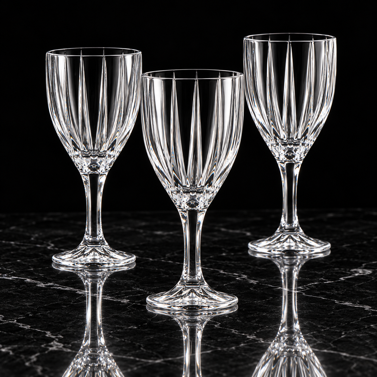 Wine Glasses on black marble