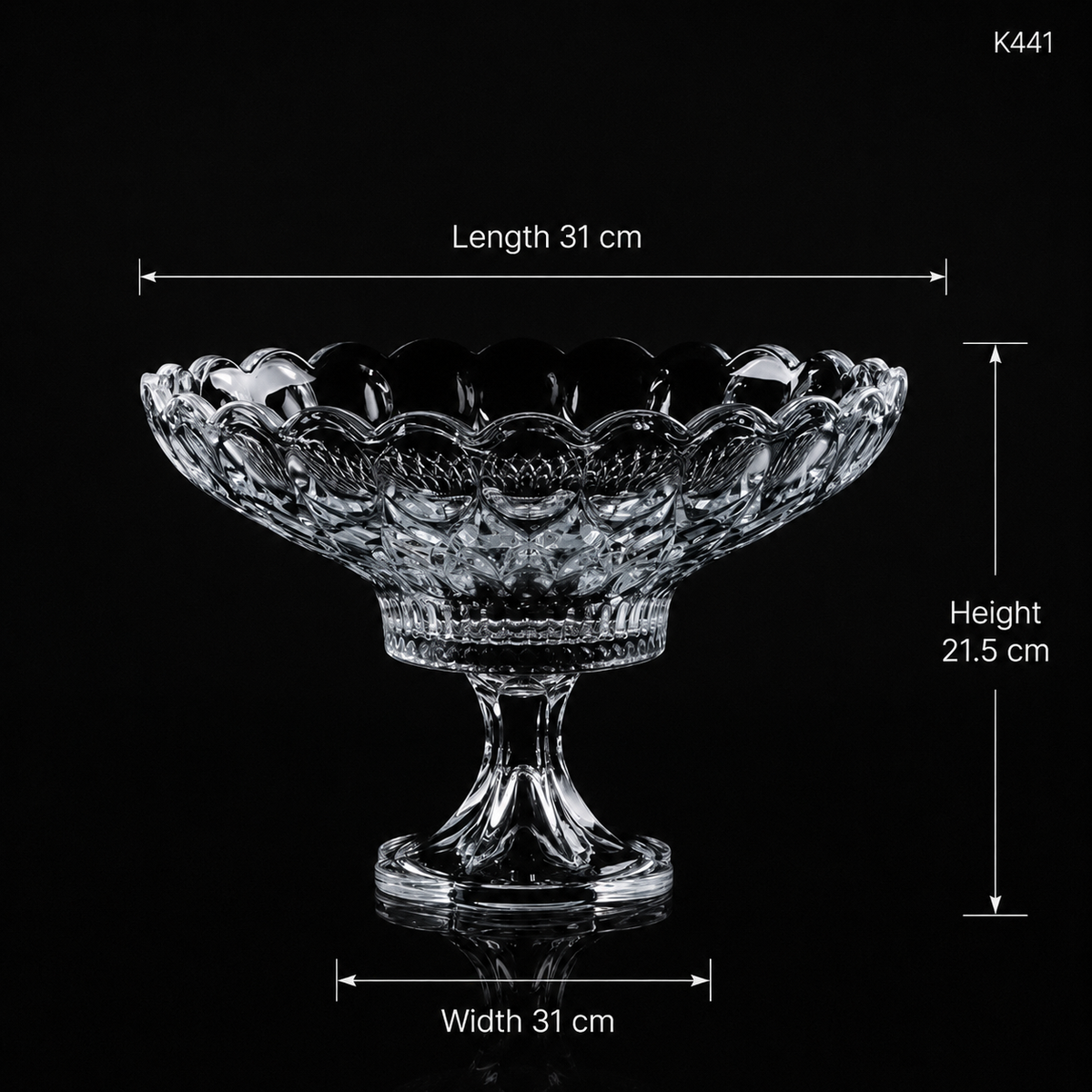 K441 crystal serving bowl dimensions 31 cm 31 cm 21.5 cm