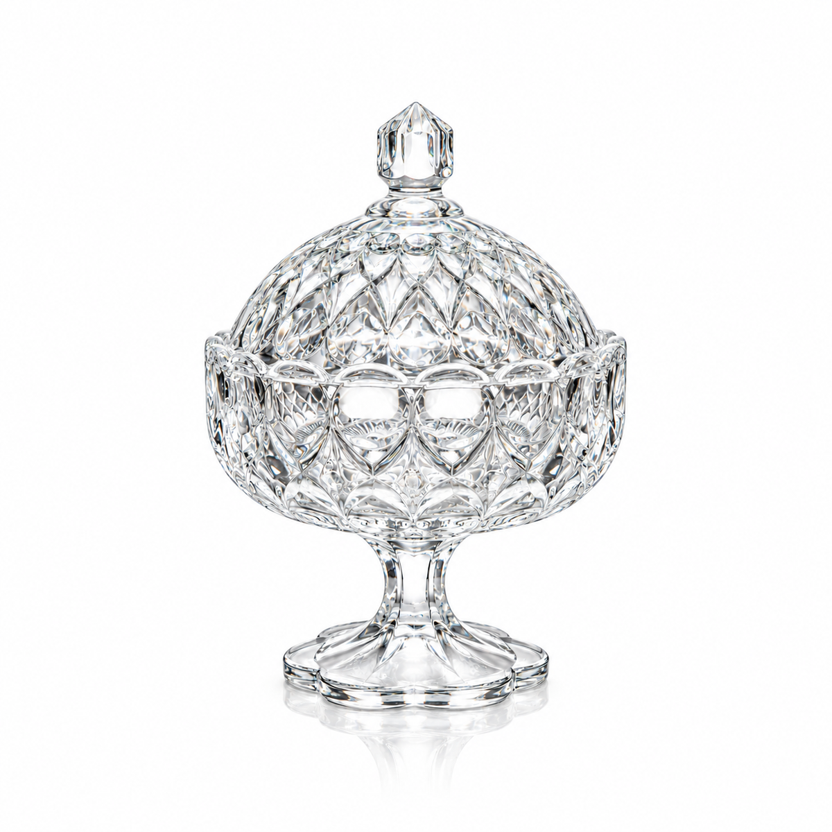 Crystal footed candy bowl with lid