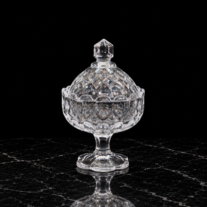 K-443 crystal candy bowl on black marble