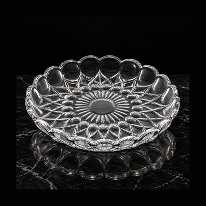 Crystal plate on black marble