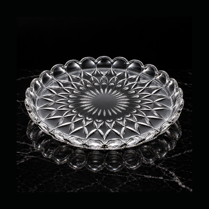 Crystal plate on black marble