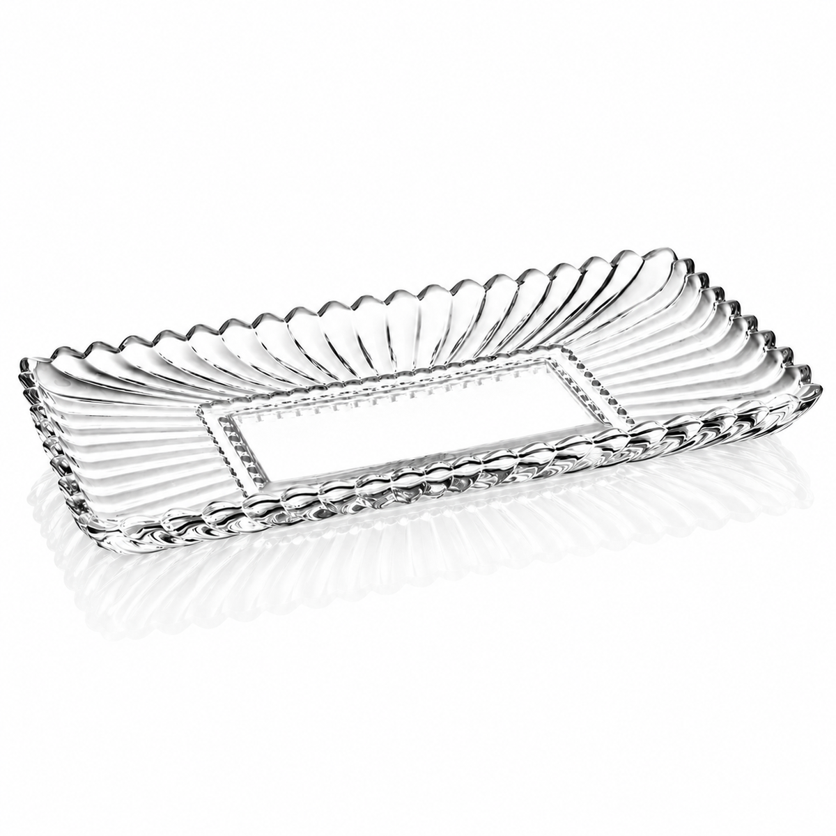 Crystal rectangular serving tray