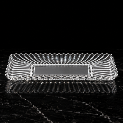 Crystal tray on black marble