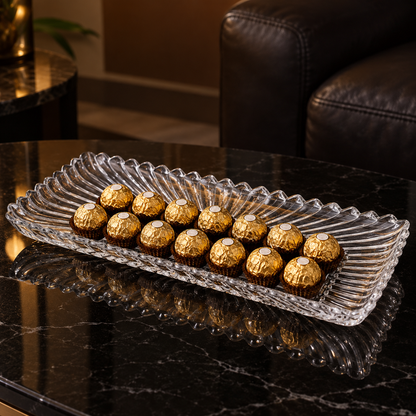 Crystal tray with chocolates in living room