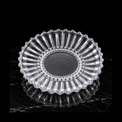 Crystal plate on black marble