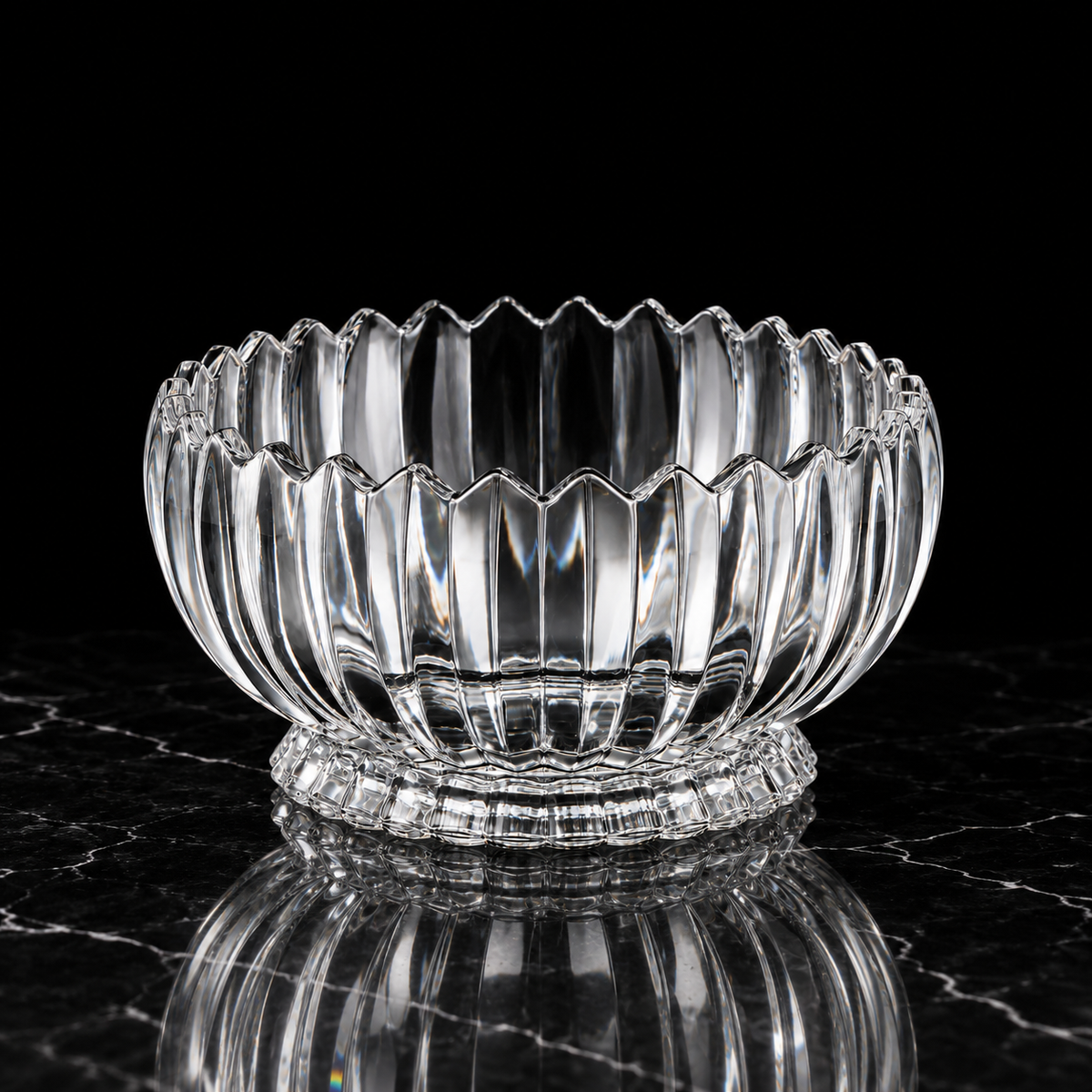 K-465 crystal fruit bowl on black marble