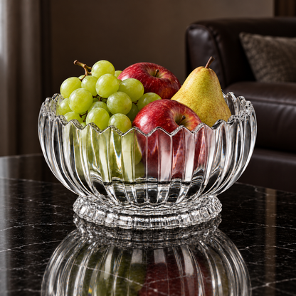 K-465 crystal fruit bowl with fresh fruit in a living room setting