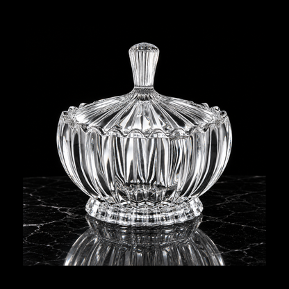 Crystal candy bowl on black marble