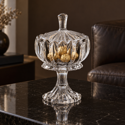 K-467 candy bowl with gold-wrapped chocolates in a living room