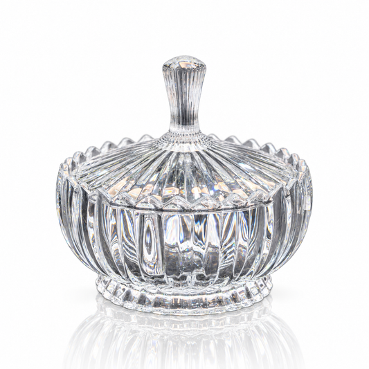 K-468 crystal candy bowl with lid on white