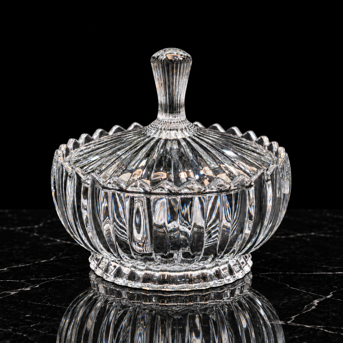 K-468 crystal candy bowl on black marble