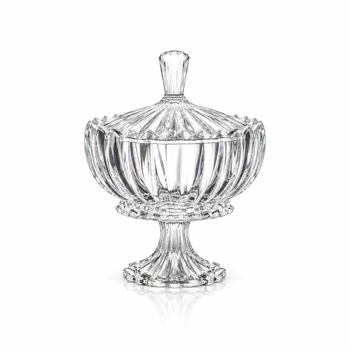 K-470 crystal pedestal candy bowl with lid on white