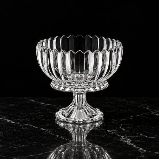 K-472 crystal fruit bowl on black marble