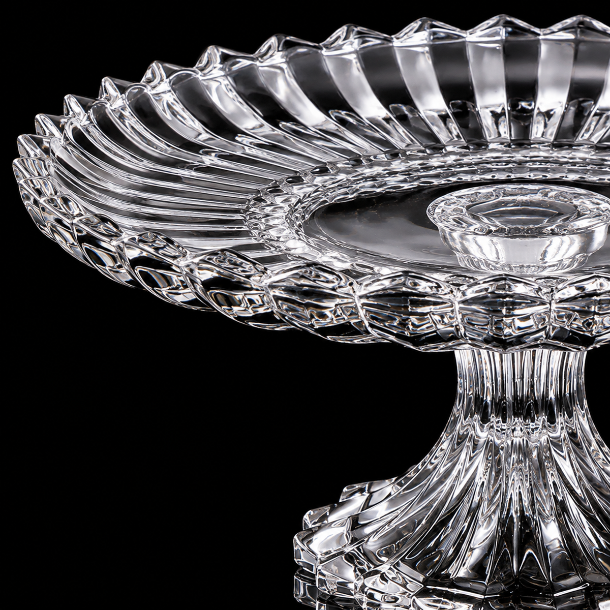Crystal cake stand close-up